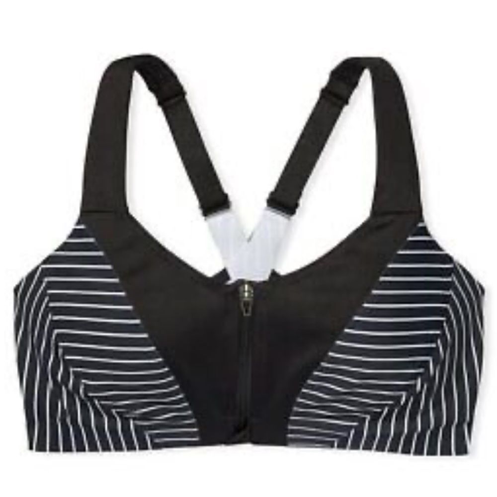 Victoria’s Secret knockout Maximum Support Front Close Sports Bra black striped